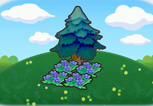 Tree-shaded graceful flower bed